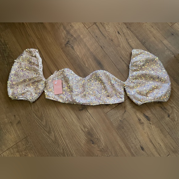 NWT Feditch Women's Sequin Two Piece Champagne  Sequin Mini Dress Size XL - Picture 9 of 16